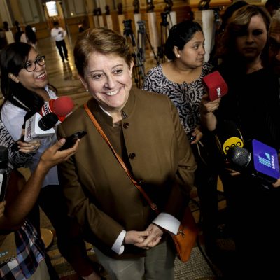 Congresista Lourdes Alcorta brinda declaraciones a la prensa